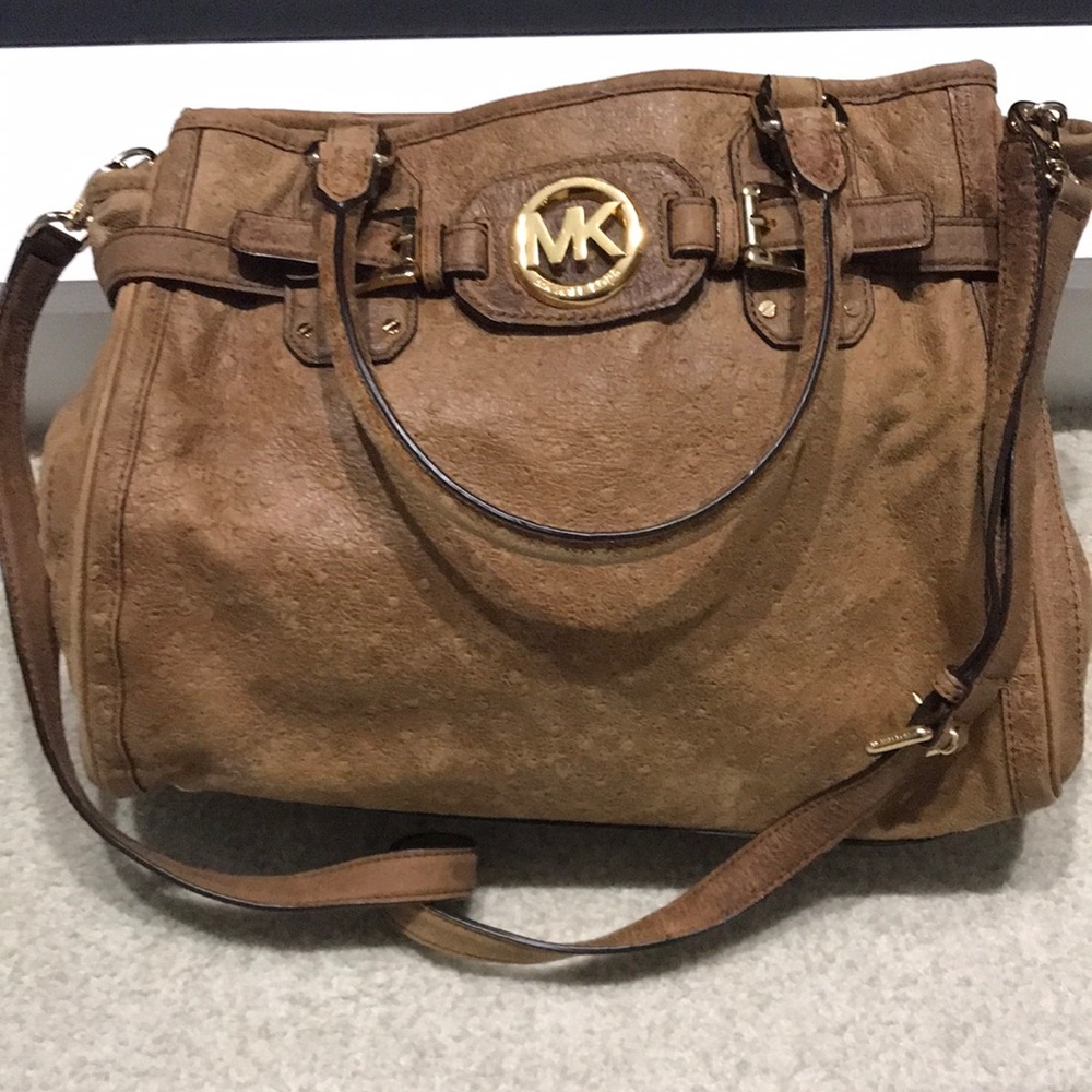 AUTHENTIC Michael Kors Ostrich Leather Crossbody Satchel Handbag